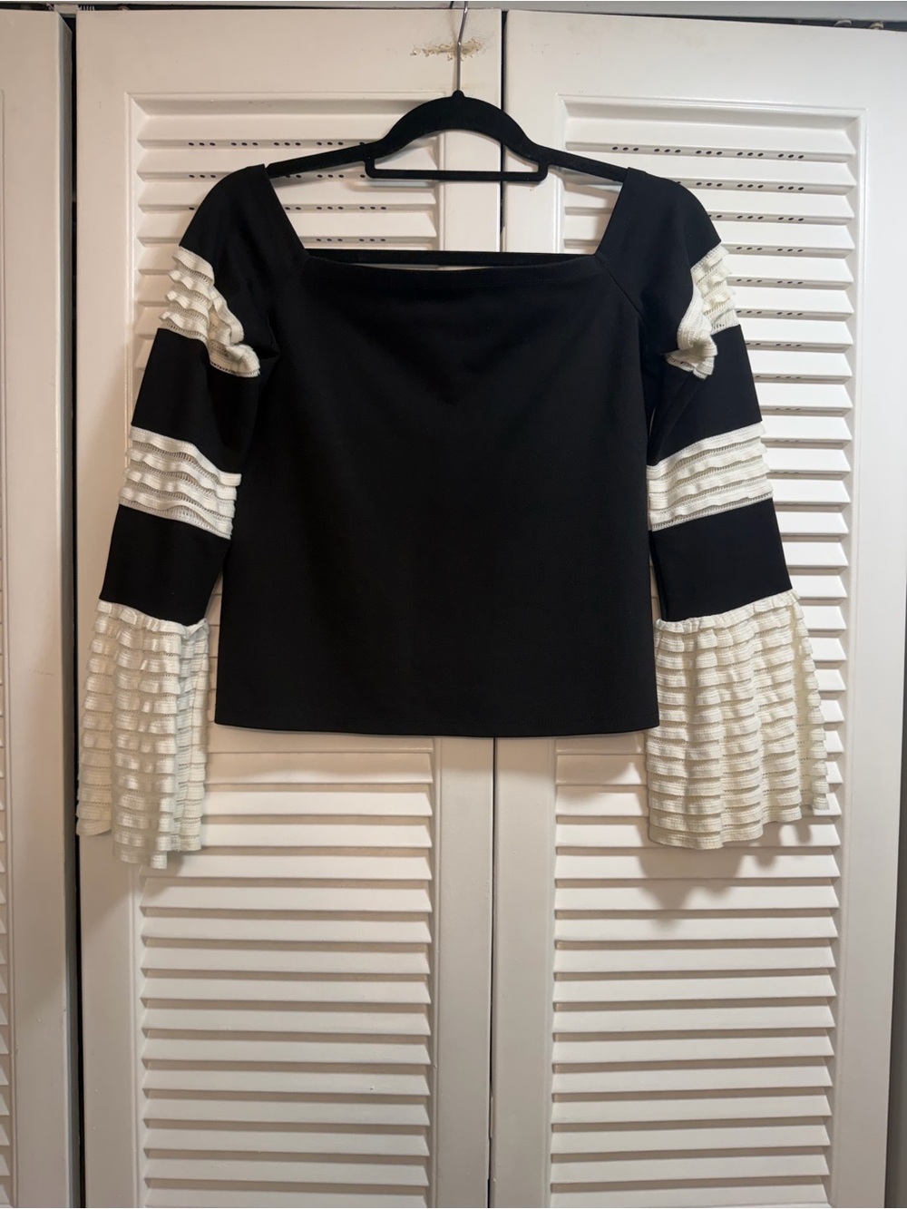 Alexis Black Top with White Label Detail